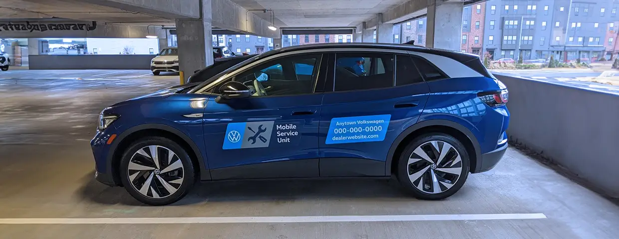 Volkswagen Mobile Service magnet signage.